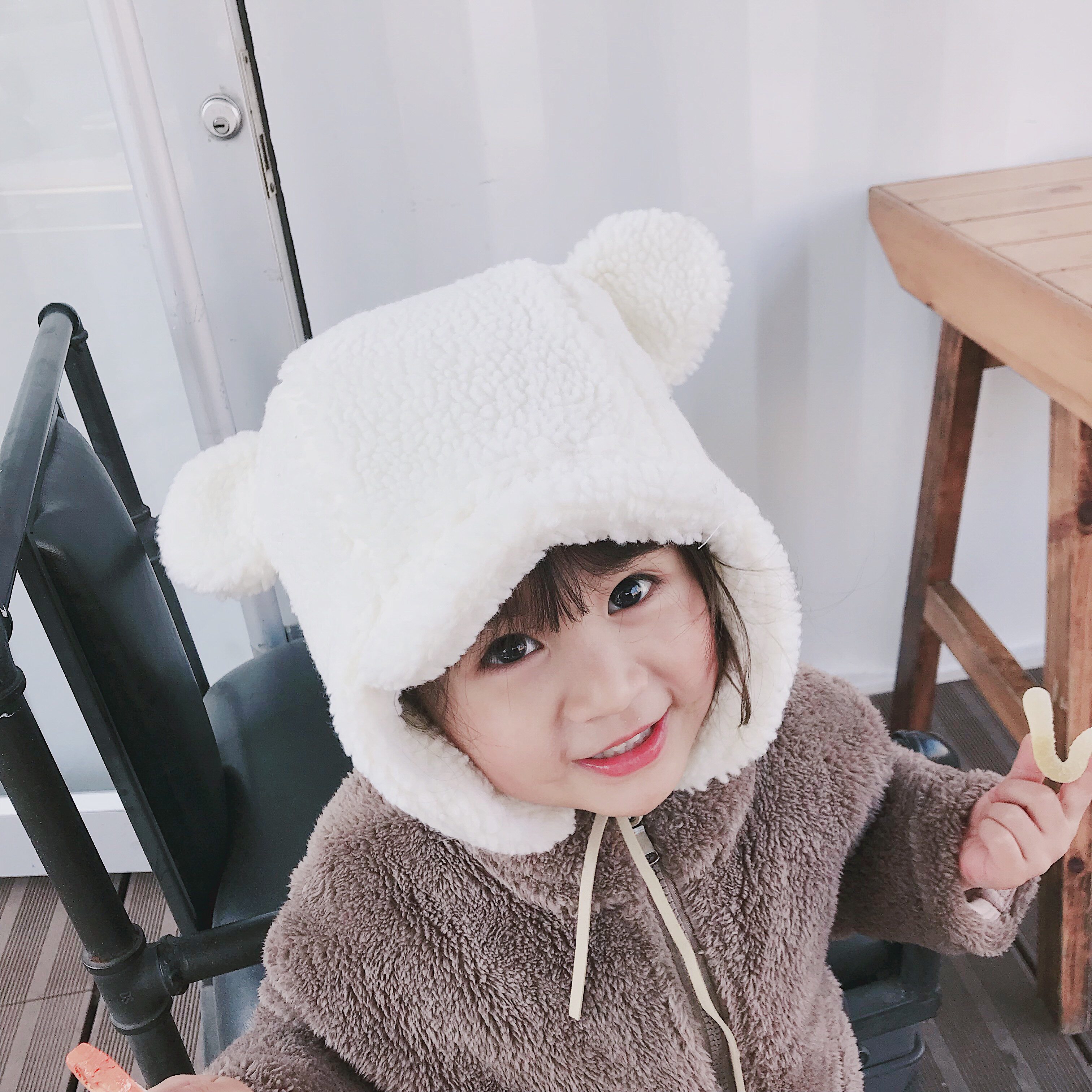 Children's earmuffs thickened baby winter plus fleece pullover hat girls cute warm fisherman hat boys Lei Feng hat