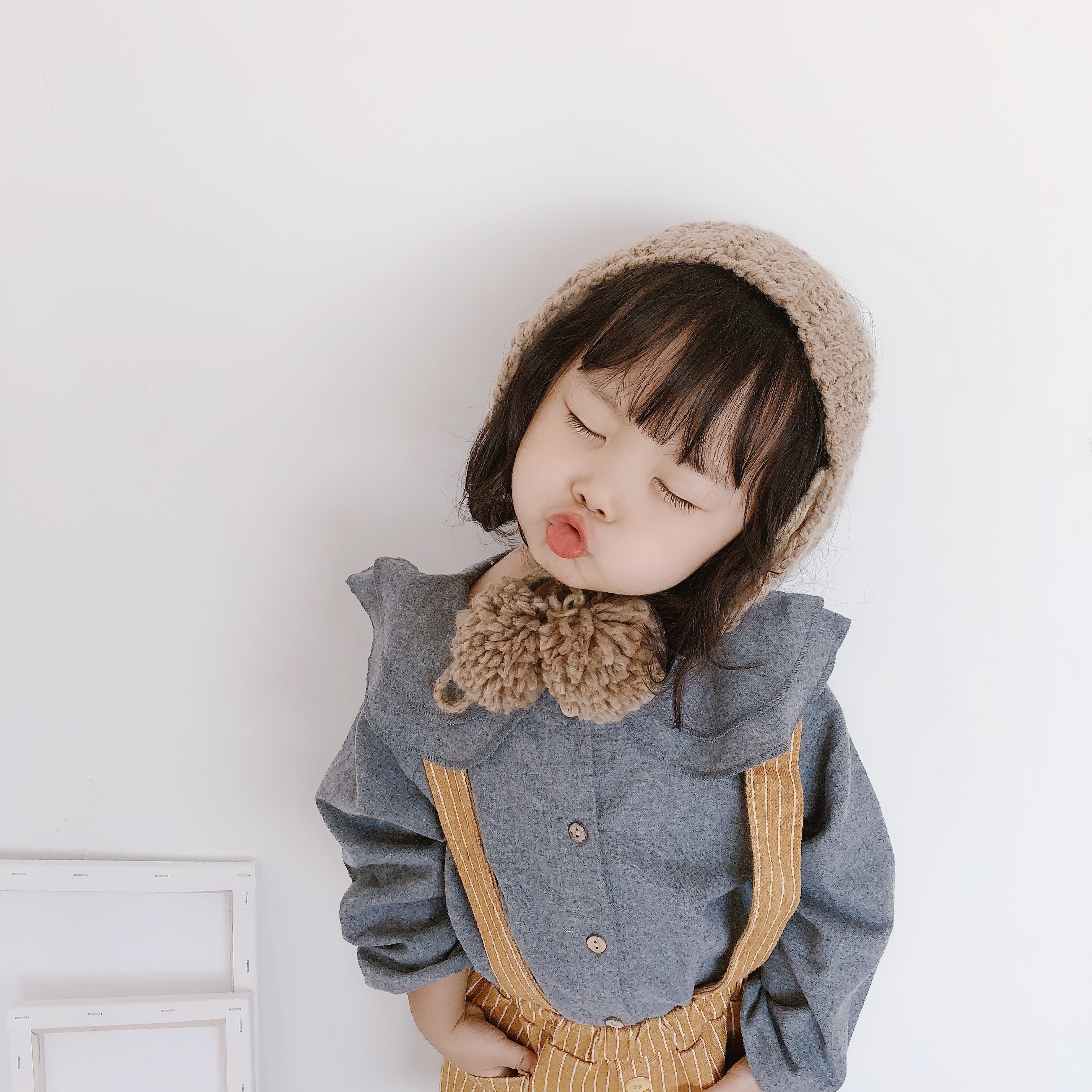 Baby Knitted Earmuffs Korean ins Explosive Children's Earmuffs Wool Autumn and Winter Warm Girls Tethered Headgear 6 Years Old