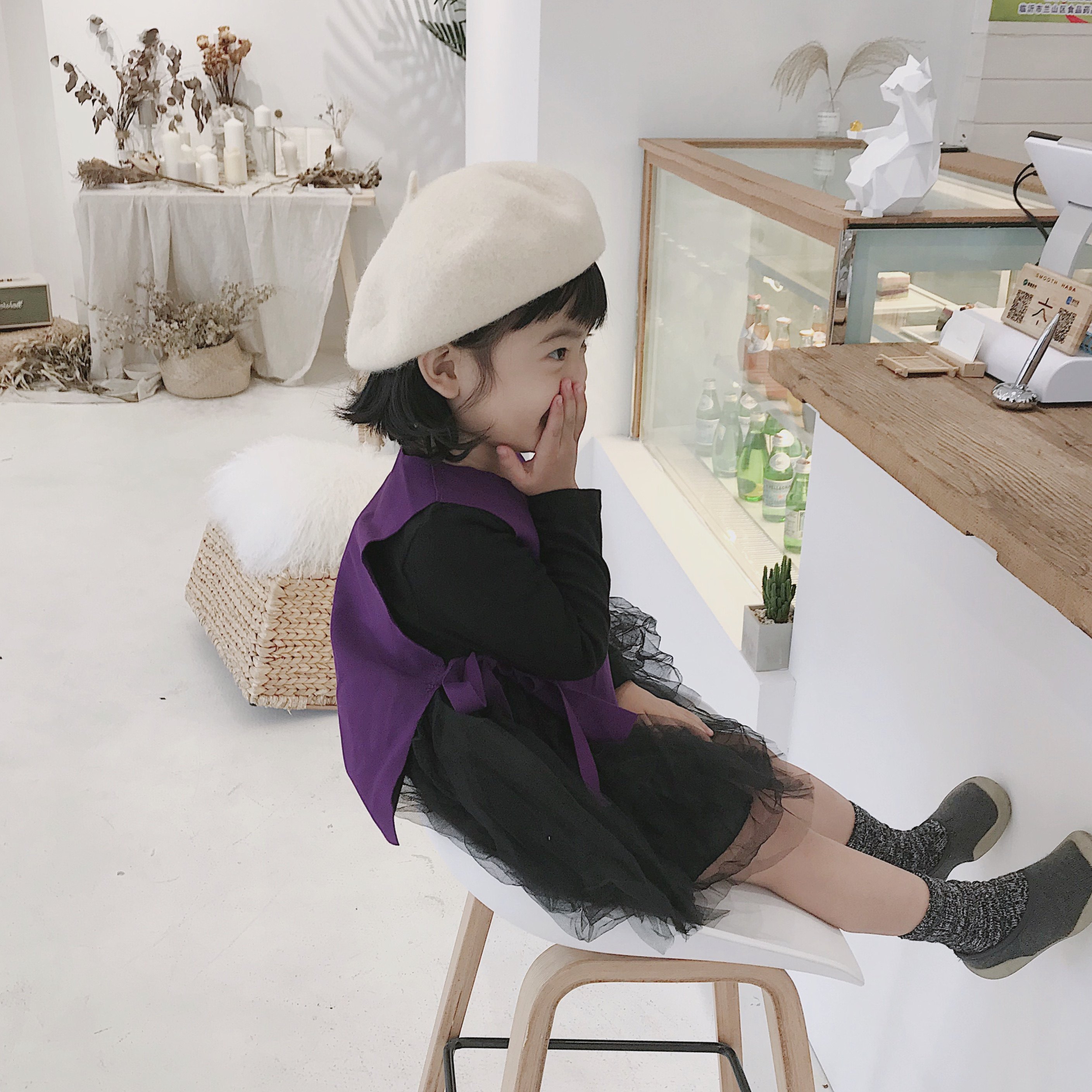 Autumn Winter Children Berehat Baby Wool Hat Girl Bei Lei Hat 100 Hitch Painter Hat Pumpkin Cap Parent-child Warm