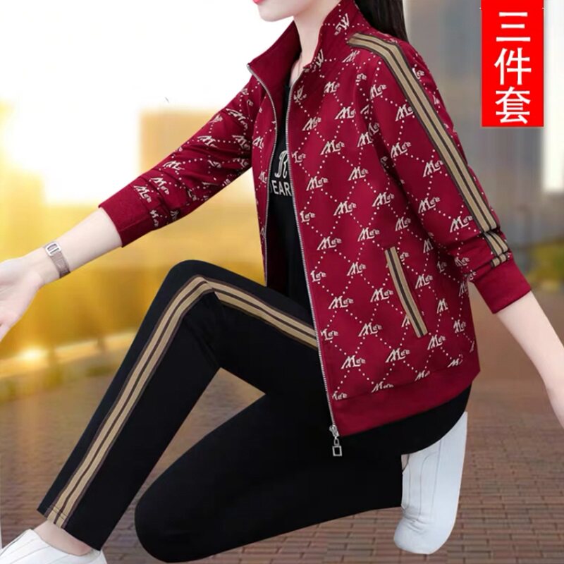 Brand Direct Fall Sports Suit Women 2023 New Fashion Mom Casual Loose Cardio-wear Three Sets-Taobao