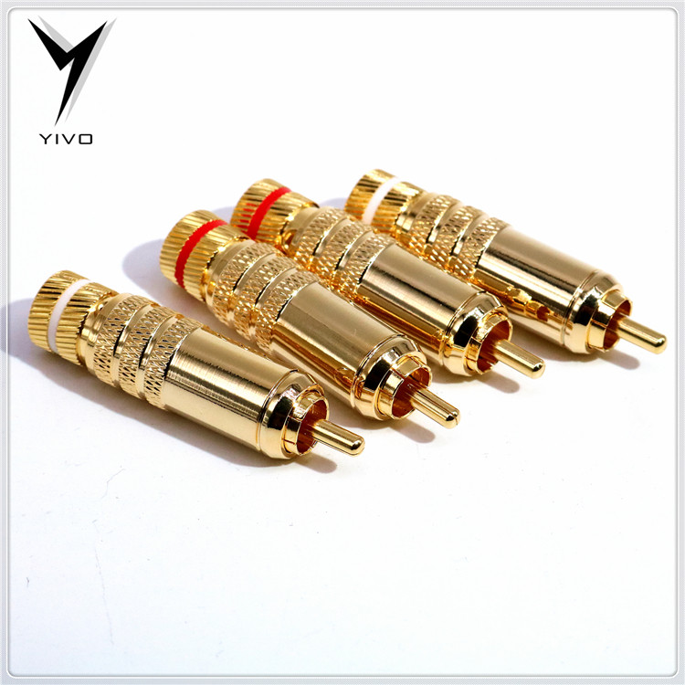 Shiny pure copper gold-plated rca head lotus plug connector HIFI fever audio line signal line