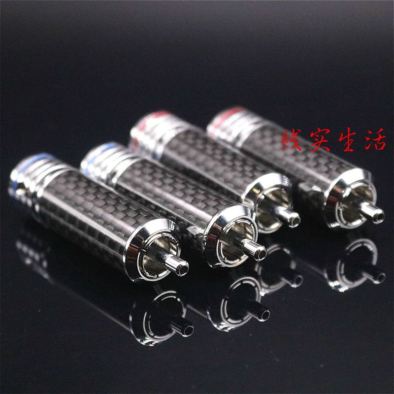 OEM Carbon Fiber Ty Copper Plated Rhodium Lotus Head Plug Hollowed-out Audio Signal Wire Rca Joint Acoustic Accessories