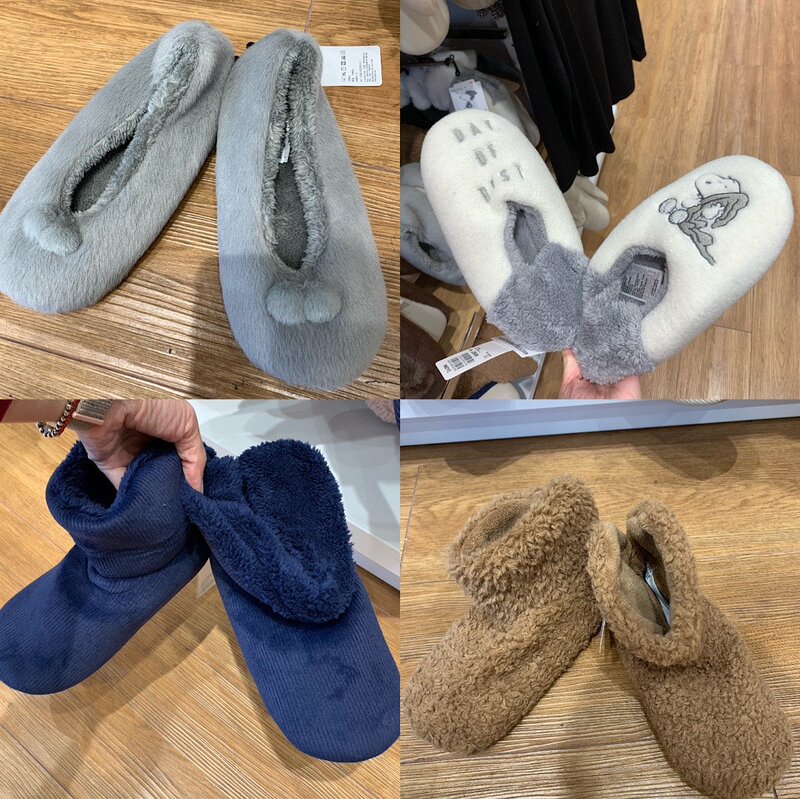 Returnable Genuine Uniqlo Women's Snoopy Fleece Indoor Slippers, Warm and Soft Winter Home Floor Slippers