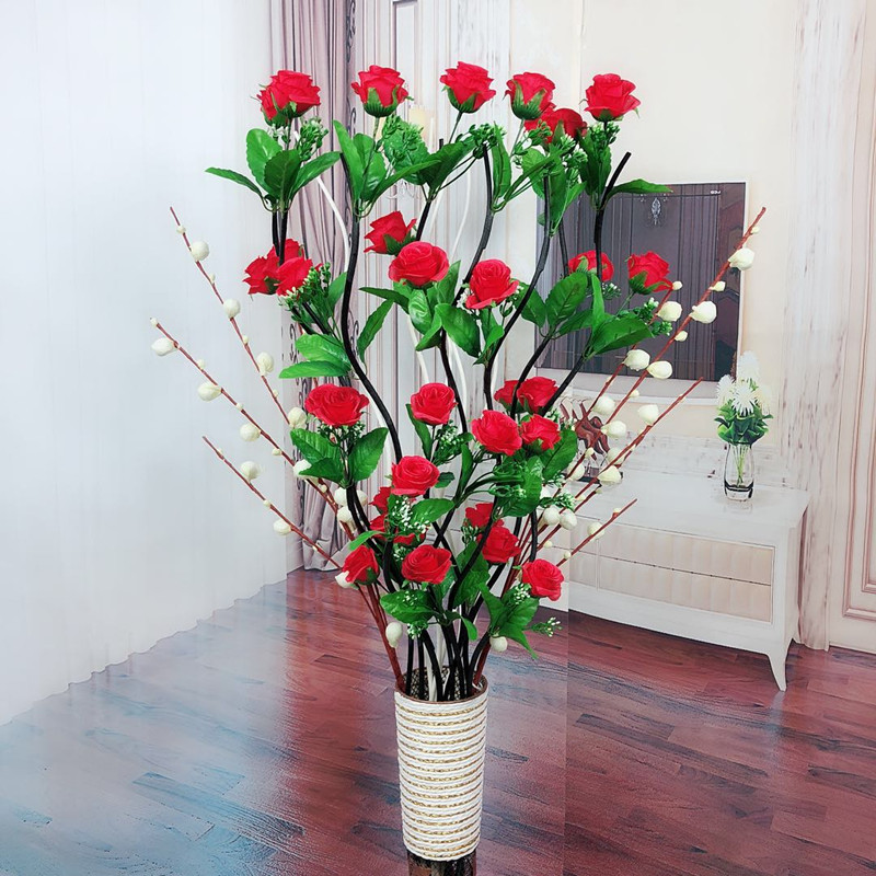Nhựa giả sàn gốm lớn bình châu Âu trang trí tối giản phòng khách hiện đại hoa khô cắm hoa trang trí hoa - Vase / Bồn hoa & Kệ chậu cây thông minh