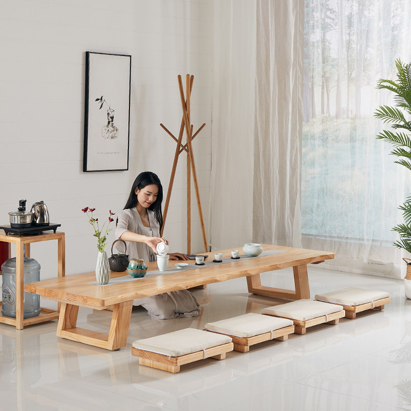 Day-style tatami tea table solid wood tea table Zen short table floating window strip window sill table table tea table sitting ground floor table