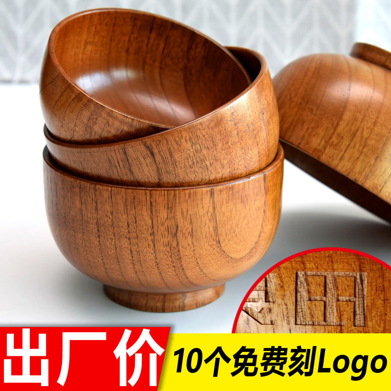 Day-style natural wild dates wood bowls children adult rice rice bowls natural solid wood size number soup bowl custom lettering