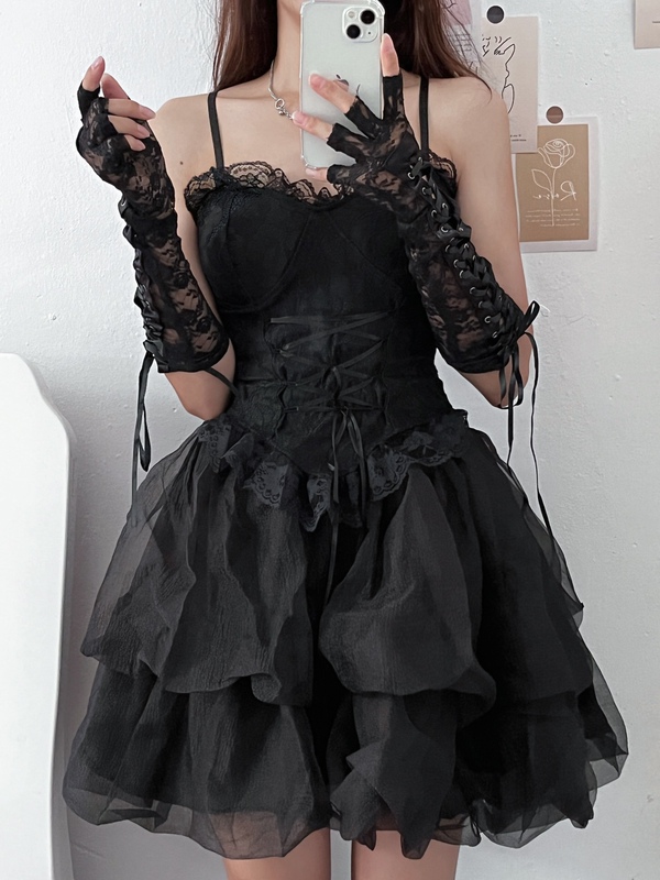 Dark Sexy Girl Sexy Camisole Top with Breast Pads, Waist Slimming, Princess Tutu Skirt, Birthday Short Skirt, Halloween Costume