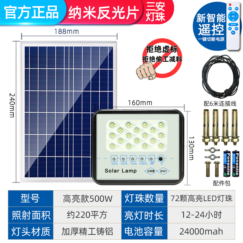 ★高亮款500瓦72颗大LED-纳米 反光片+电量显示