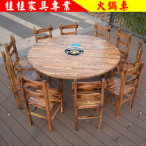 Hotel Hotpot Roundtable Gas Cooker Assorted Fire Pot Shop Solid Wood Chairs Farmhouse Music Dining Room Table Big Exclusion Commercial