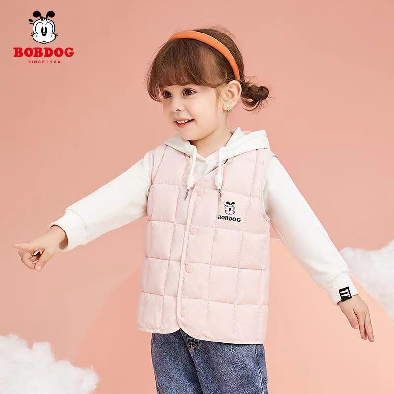 Babudou children's down padded vest vest small and medium-sized boys and girls baby warm cartoon cotton short vest liner