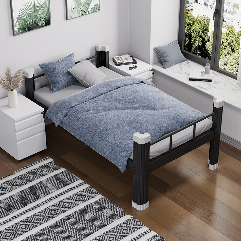 Wrought iron sheets bed simple modern steel frame bed dormitory double bed 1.5 rental house with economy home