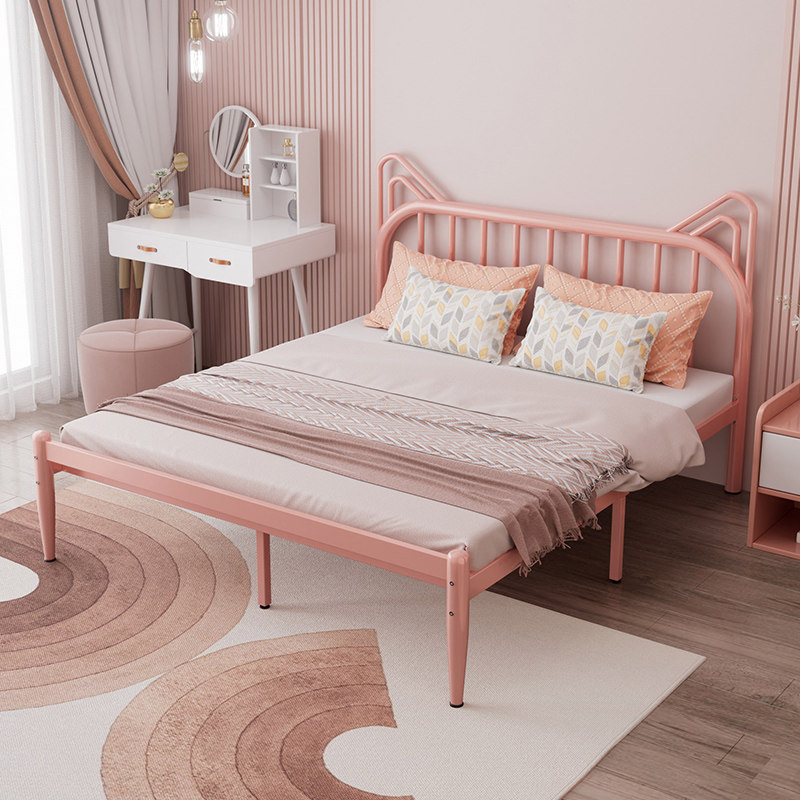 Iron bed double bed Simple modern children's princess in Rental rental housing single-person iron frame bed thickening thickening