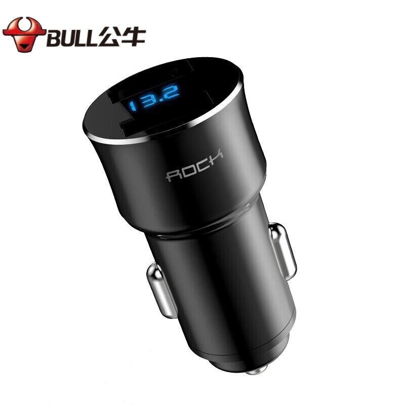 ROCK车载充电器汽车车充一拖二点烟器插头usb车用多功能手机快充
