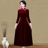 Свадебное платье, бархатное ципао для матери, демисезонный лонгслив, платье большого размера, длинная юбка, коллекция 2023