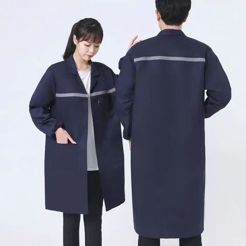 Reflective Strip Long Work Clothes for Men and Women, Suitable for Food Factories, Farms, Warehouses, and Transportation, Durable and Protective Workwear