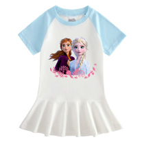 Girl Summer Dress Frozen Kids Short Sleeve Kids Short Sleeve Small Cotton for Children Girl Aisha Princess