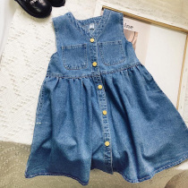 Girl jeans spring dress dress baby dress dress dress baby vest dress baby dress little girl sleeveless princess skirt