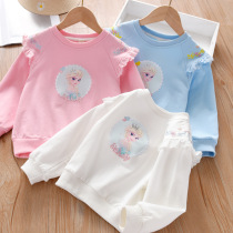 Princess Aisha girls suit Spring and Autumn Yellow Childrens long sleeve blouse baby cartoon sweater