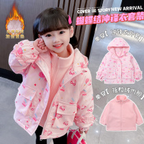 Girls three-in-one charge coat can be removed from childrens babys granule jacket cotton and thicker windshirt