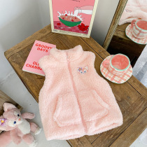 Childrens horse-coat fall and winter wear shoulder baby winter warm plus double-sided horse jacket girls coat cartoon vest