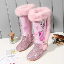 Girls warm high-heeled boots winter childrens Frozen Princess Aisha boots plus fleece high-heeled zipper snow boots