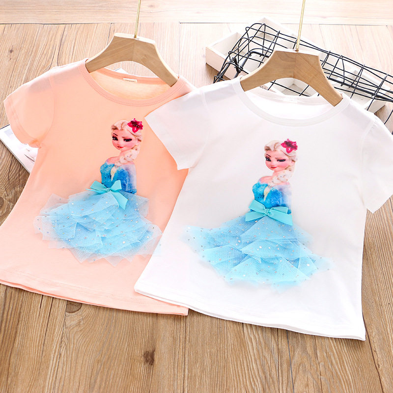 Girls short-sleeved top summer Frozen Aisha Princess T-shirt Sofia Princess cute children's bottoming shirt