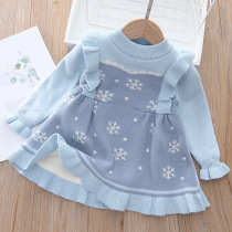 Girl Sa Princess Dress Autumn Winter Cover Handling Girl Knitting Dress in Winter