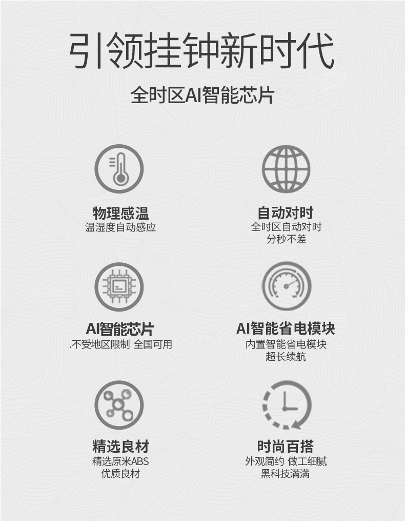 Timess 14寸时尚挂钟  智能AI芯片 自动对时 + 温湿度显示 图2