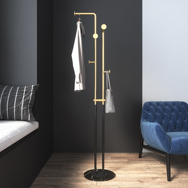 Nordic designer marble double-tube coat rack simple post-modern light luxury bedroom floor-standing clothes rack