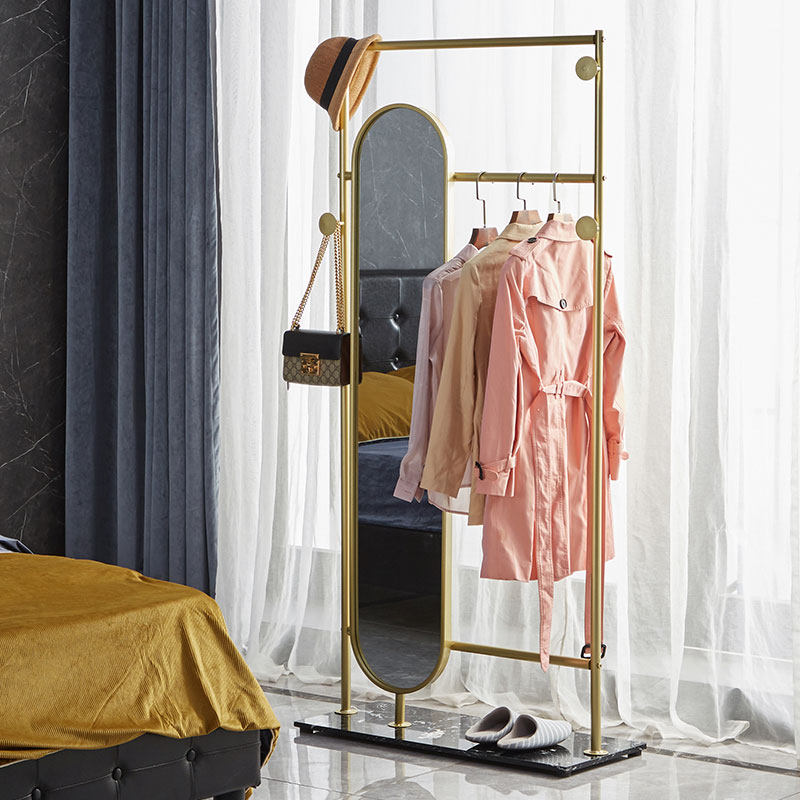 Floor-to-ceiling home full-length mirror bedroom storage hanger full-length mirror one Nordic marble coat rack