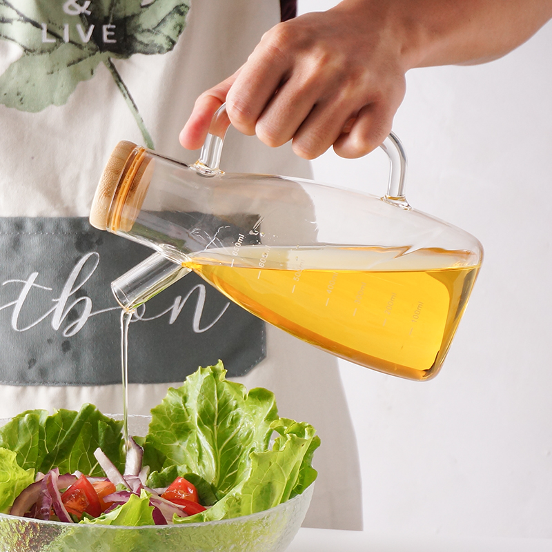 Glass oil pot oil bottle household kitchen oil tank large-capacity soy sauce bottle vinegar bottle set leak-proof small oil bottle oil and vinegar tank