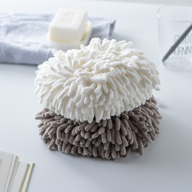 Hand towel hanging Japanese-style chenille hand ball kitchen quick-drying towel dressing room cleaning cloth absorbent towel thickened