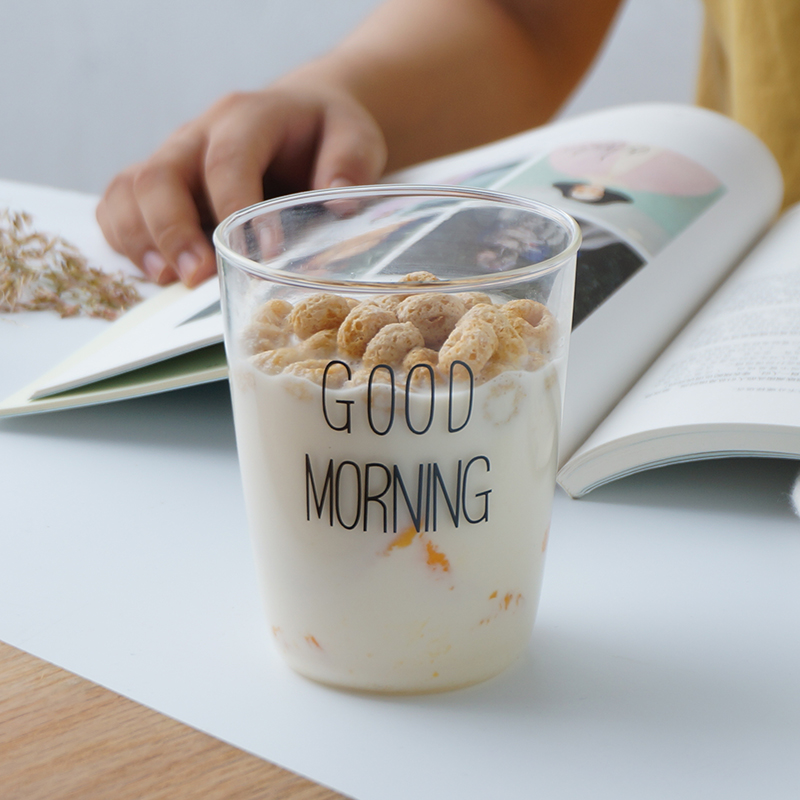 Net red water cup ins glass cup home breakfast cup good morning milk cup drink juice good morning