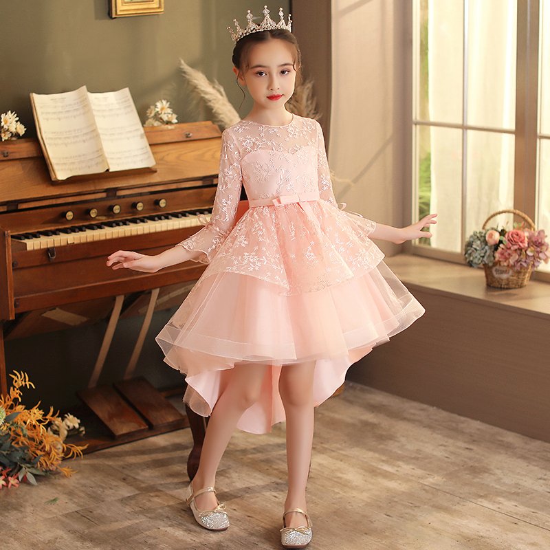 Girl dress Princess dress spring and autumn little girl children's dress puffy flower girl wedding piano host costume