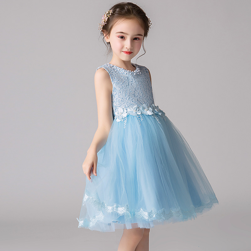 Girls princess dress summer Korean version of children's dress puffy flower girl western style host piano wedding dress performance dress