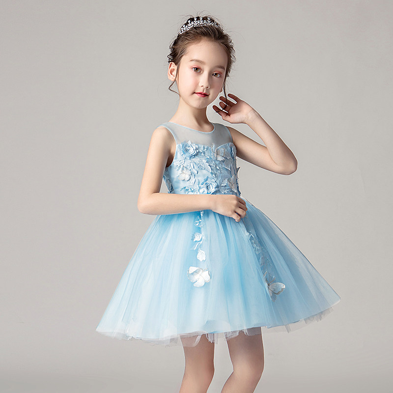 Children's dress summer dress girl princess dress super foreign style catwalk piano host fluffy yarn performance dress