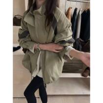  Pint Assault Veste Vêtements Femme 2023 Automne Modèles dhiver Version Han Loose Sépissage Couleur Dessin Rope Veste de Windsuit 