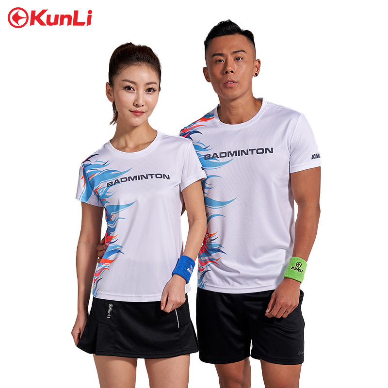 Qunli Printed Couple's Sports Round-Neck Short-Sleeve Men's Thin Sweat-Absorbing Fitness Quick-Drying T-Shirt Women's Breathable Shirt