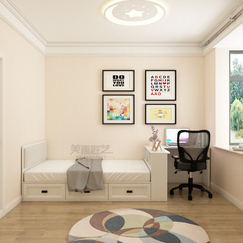 Tatami bed desk combination 1 35 m children's bedroom 90 degrees Corner Desk Single Bed 1 2m Custom