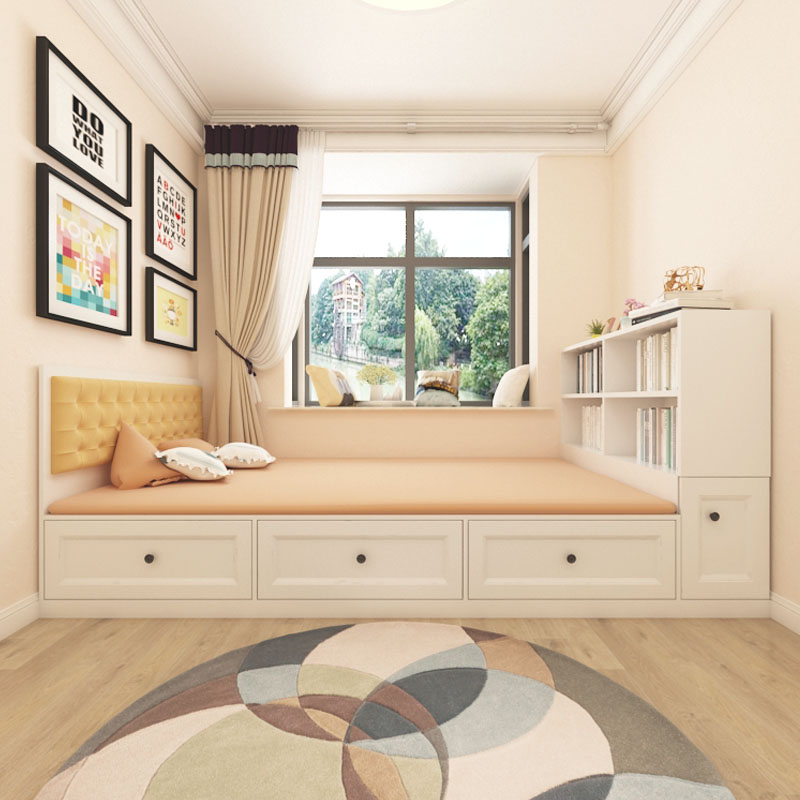Floating window containing bed 1 35 m single children's bedroom 1 2m bookcase integrated drawer containing customizable tatami