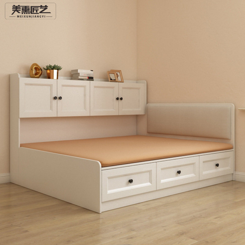 Bay window side bookshelf bed storage tatami high box single bed 1 2 meters small apartment combination bed 1 35 custom