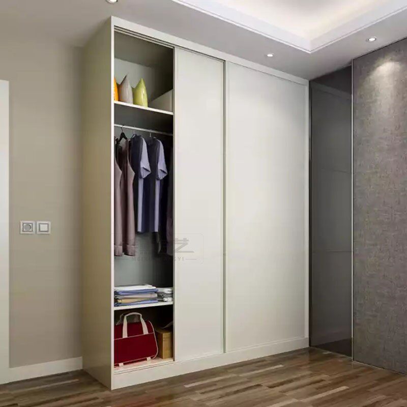 Nordic sliding door wardrobe White small apartment thin 1 4 meters 1 5m sliding door width 50 storage wardrobe buffer sliding door
