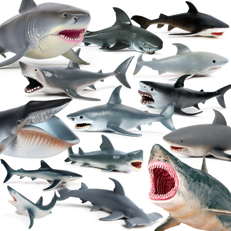 Simulated Marine Animal Models: Great White Shark, Penguin, Dolphin, Megalodon, Tiger Shark, Whale Shark, Seal Toys