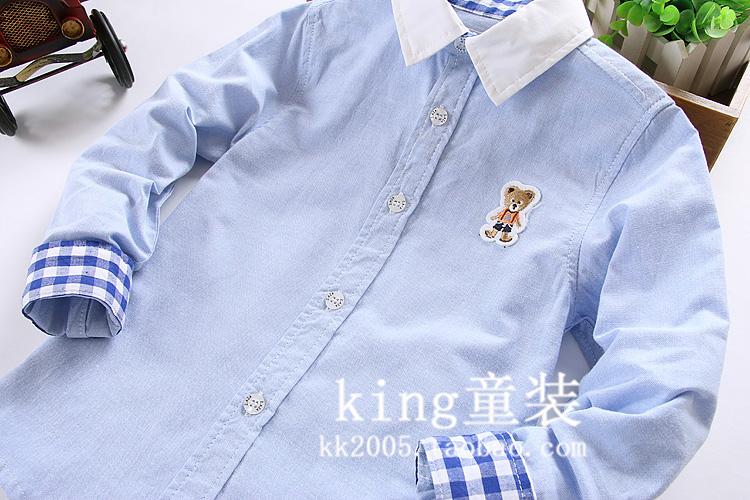 Đặc biệt hàng ngày bé trai áo cotton mùa xuân và mùa thu trẻ em cotton dài tay áo sơ mi trắng bé sơ mi chạm đáy sơ mi họa tiết cho bé gái