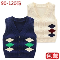 Áo vest bé trai cotton áo len vai mùa thu trẻ em đan áo len bé gái cotton vest 3082 áo gile cho bé trai