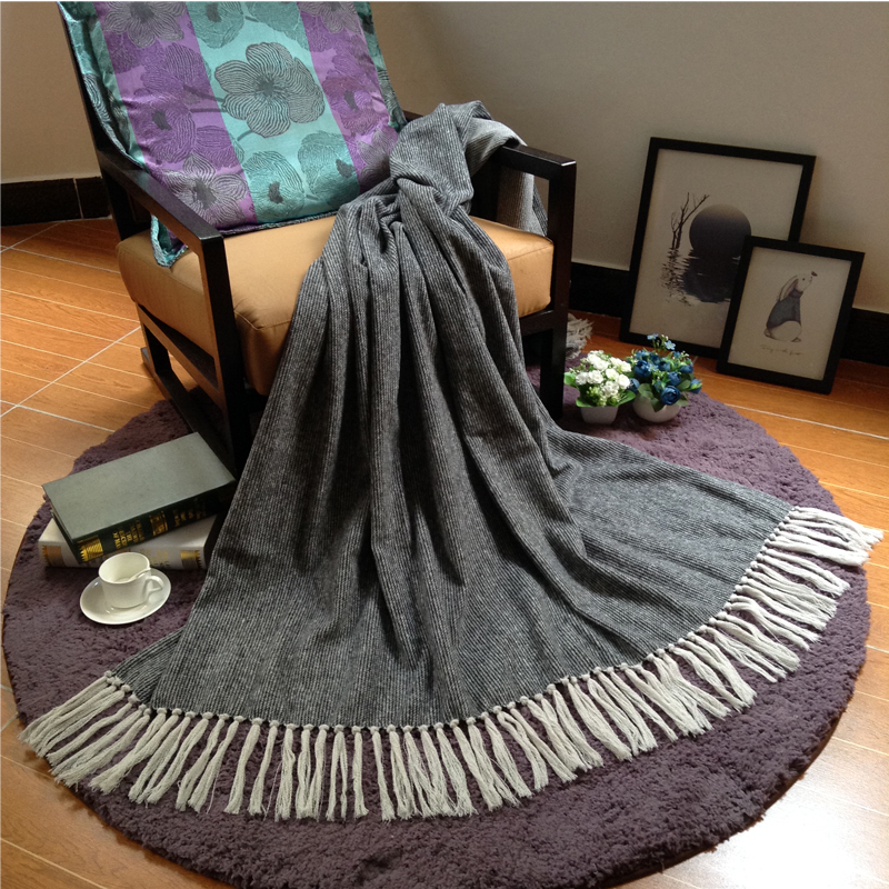 Grey phòng mô hình biệt thự chân Khăn sofa giường đi lấy chăn len văn phòng chăn mền máy lạnh giản dị chăn miễn phí vận chuyển - Ném / Chăn chăn nhung tuyết