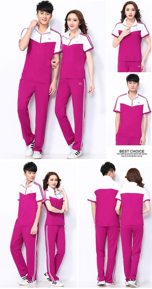 Jinguan mùa xuân và mùa hè phù hợp với trang phục thể thao nam và nữ tay ngắn Hàn Quốc lụa kích thước lớn trung niên thể dục nhịp điệu đích thực - Thể thao sau bộ thể thao nữ adidas