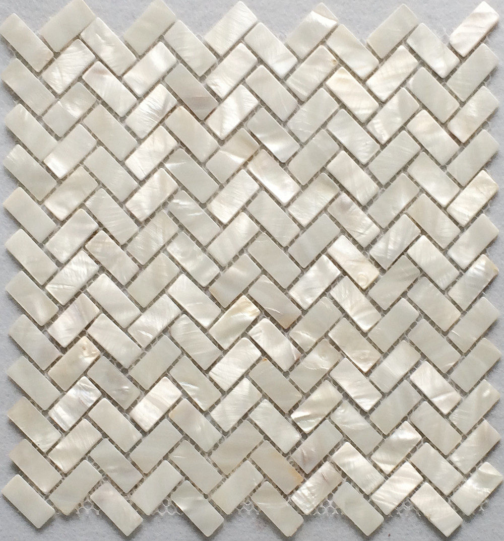 AFSJ Shell Mosaic Herringbone Parquet Natural Increase White Tile Mesh Sticker Hotel Home Bathroom Background Wall Spot