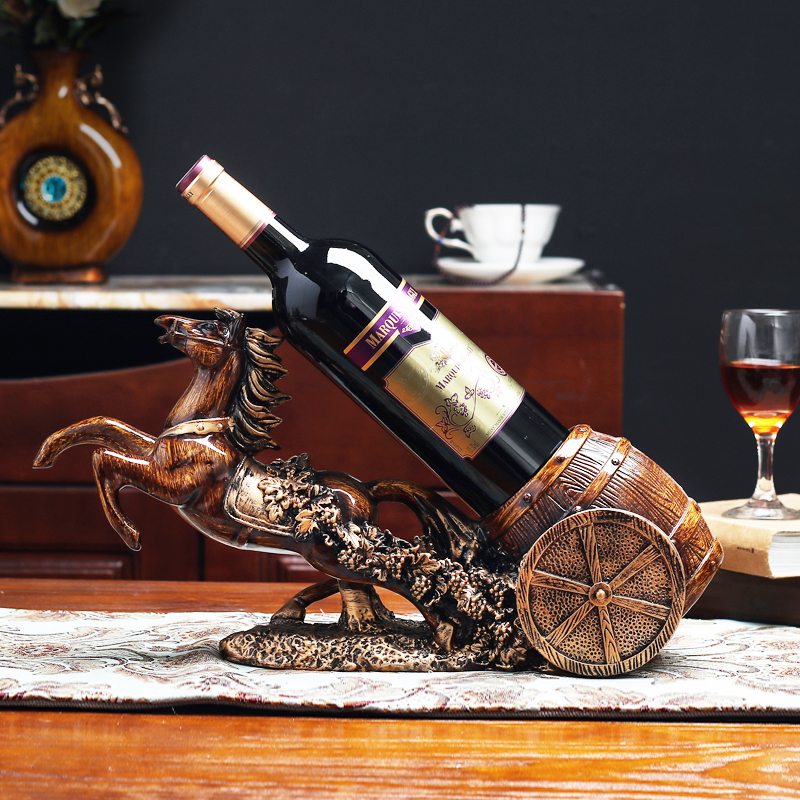 European creative carriage red wine rack tall ornaments wine cabinet decorations vintage wine rack model room soft clothes