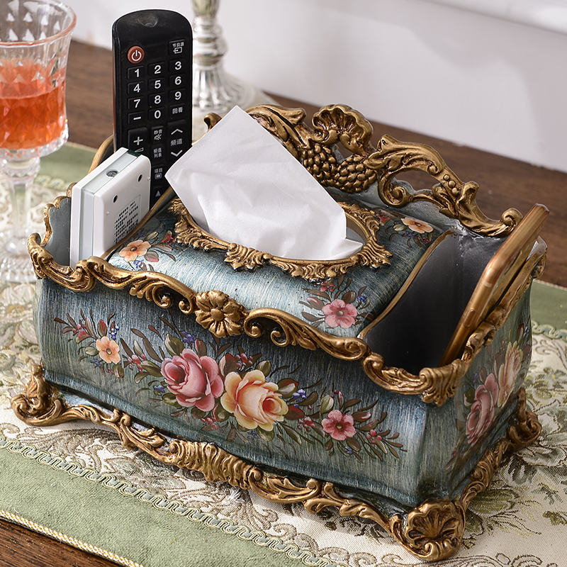 Multifunctional creative European living room fashion American simple hand-painted resin tissue box sanitary paper box tissue tube